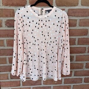 Adrianna Papell Pink and Black Polka Dot Blouse